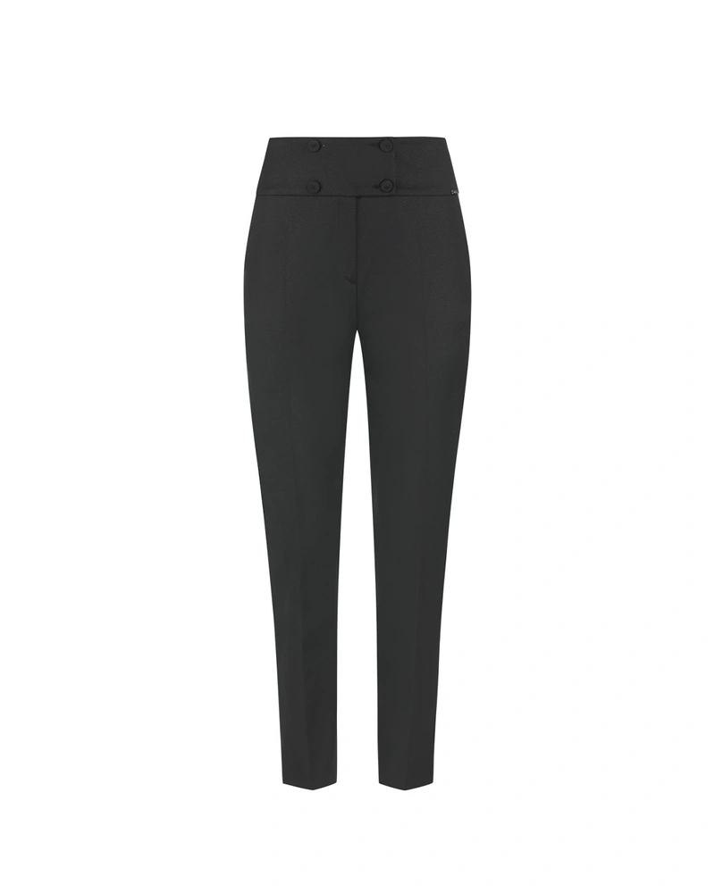 Crne ravne pantalone sa visokim strukom | Pantalone i Helanke