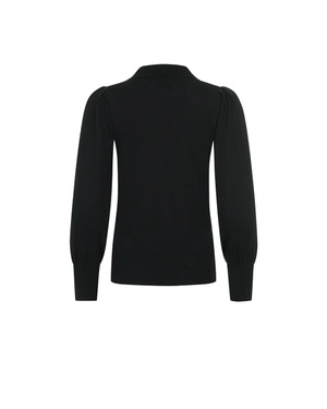 Black sweater with collar, cashmere blend | Knitwear - 1