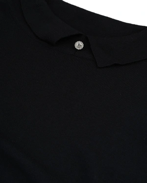Black sweater with collar, cashmere blend | Knitwear - 2