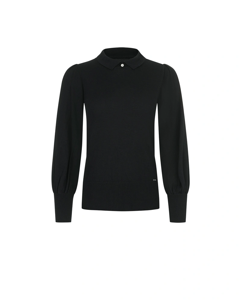 Black sweater with collar, cashmere blend | Knitwear