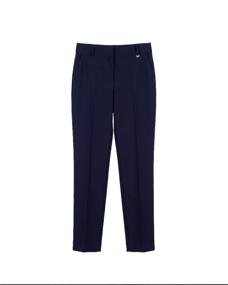 Crne krojene pantalone sa trajnim naborom | Pantaloni