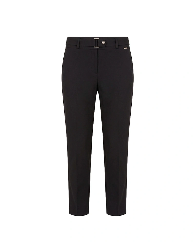 Black trousers with fabric belt and cotton blend | Trousers