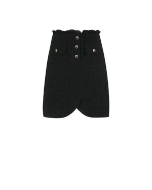 Black tweed skirt with high waist and decorative buttons | COLLECTION - 7