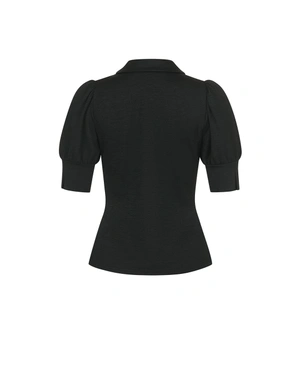 Black viscose jersey blouse |  - 1