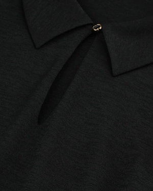 Black viscose jersey blouse |  - 2