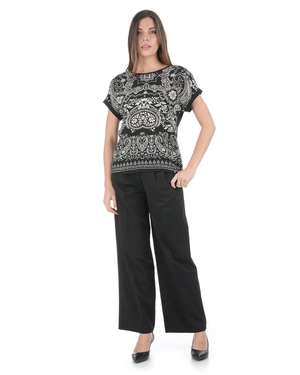 Black viscose T-shirt with contrasting paisley print | Tshirts and Tops - 4
