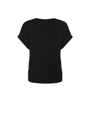 Black viscose T-shirt with contrasting paisley print | Tshirts and Tops - 5