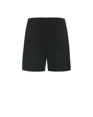Pantaloni scurți negri de damă, croiți, din material structurat | Pantaloni scurti - 4