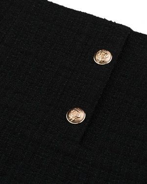 Pantaloni scurți negri de damă, croiți, din material structurat | Pantaloni scurti - 5