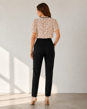Black women's cotton trousers with straight legs | Trousers | Dika.rs - 2 Black women's cotton trousers with straight legs | Trousers - 2