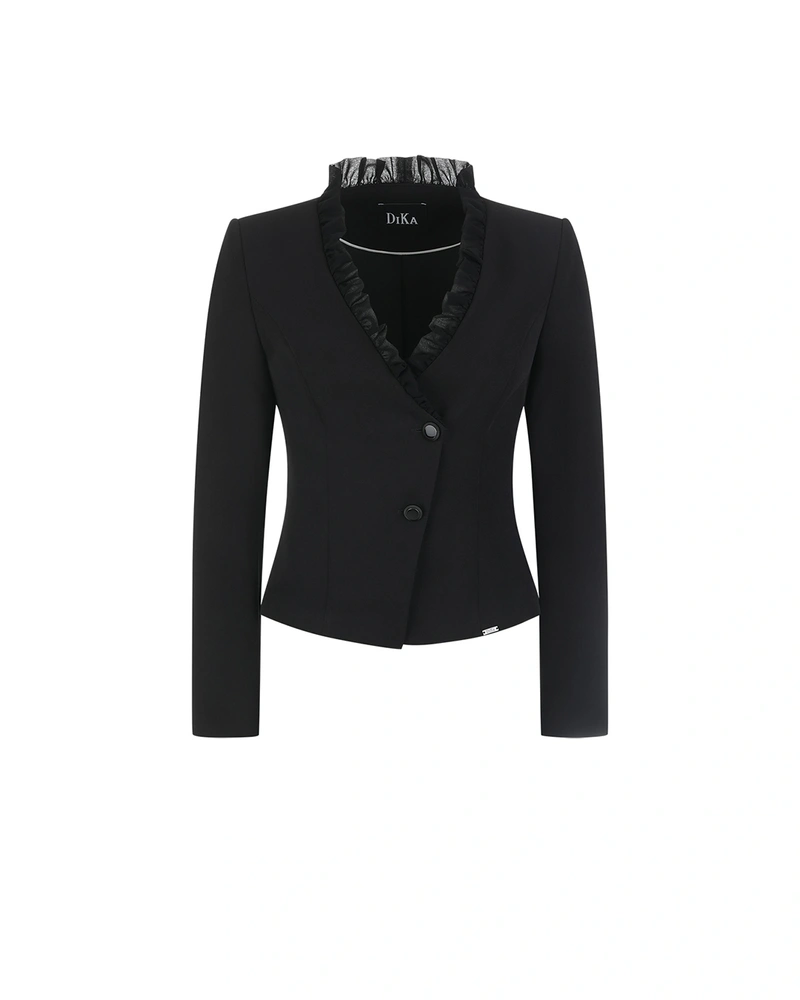 Black women's fitted blazer with a decorative collar | Business collection