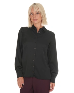 Black women's shirt with a satin finish | Shirts - 1