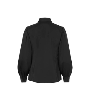 Black women's shirt with a satin finish | Shirts - 5