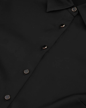Black women's shirt with a satin finish | Shirts - 6