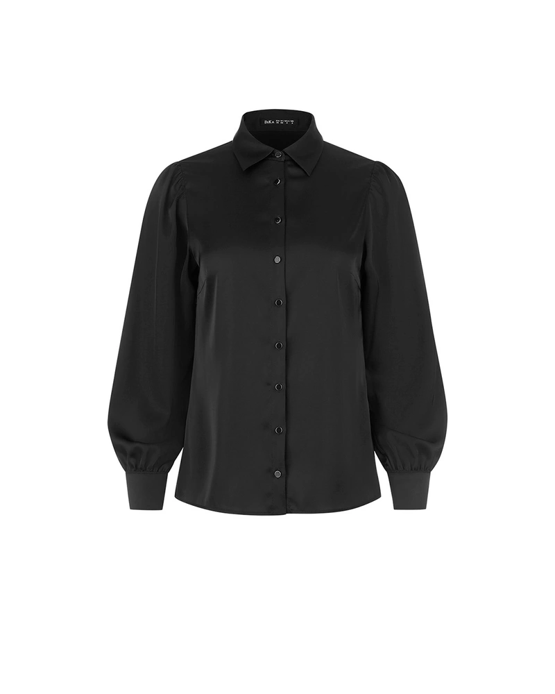 Black women's shirt with a satin finish | Shirts | Dika.bg Black women's shirt with a satin finish | Shirts
