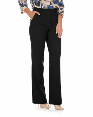 Black women's straight-leg trousers made with recycled fabric | Trousers - 1