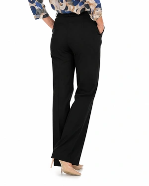 Black women's straight-leg trousers made with recycled fabric | Trousers - 2