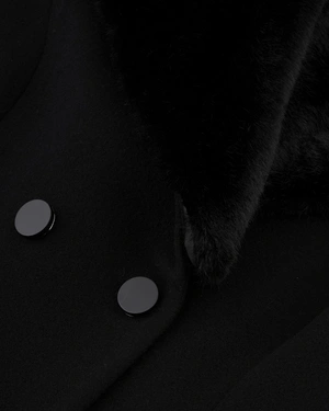 Black women's wool coat with a decorative collar | Outwear | Dika.com - 6 Black women's wool coat with a decorative collar | Outwear - 6