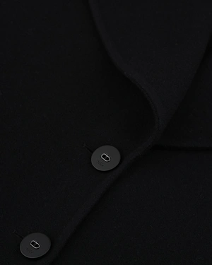 Black wool coat with wide lapels and 3/4 sleeves | Outwear | Dika.com - 5 Black wool coat with wide lapels and 3/4 sleeves | Outwear - 5