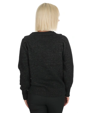 Black wool sweater with round neckline | Knitwear - 5