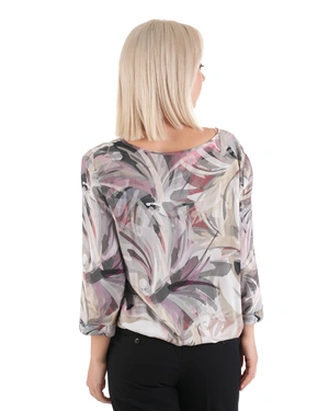 Blouse in gray tones, made of viscose chiffon, with 7/8 sleeves | Blouses and Shirts - 4