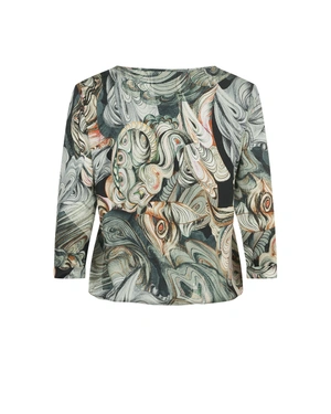 Blouse in green tones with a print | Blouses and Shirts - 1