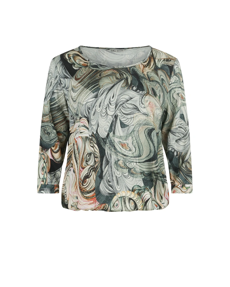 Blouse in green tones with a print | Blouses and Shirts