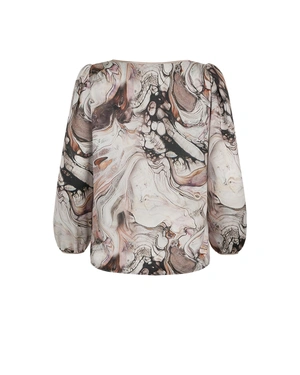 Blouse in grey-brown abstract print | All products - 1