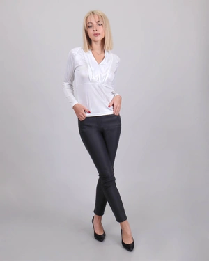 Blouse with a shiny leather effect | T-shirts and Tops - 1