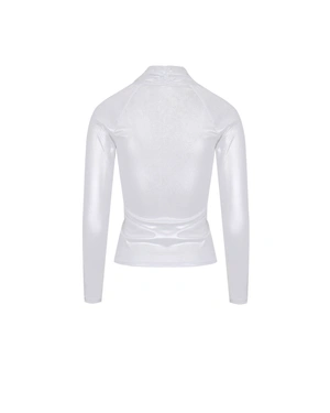 Blouse with a shiny leather effect | T-shirts and Tops - 2