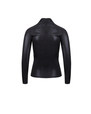 Blouse with a shiny leather effect | T-shirts and Tops - 1