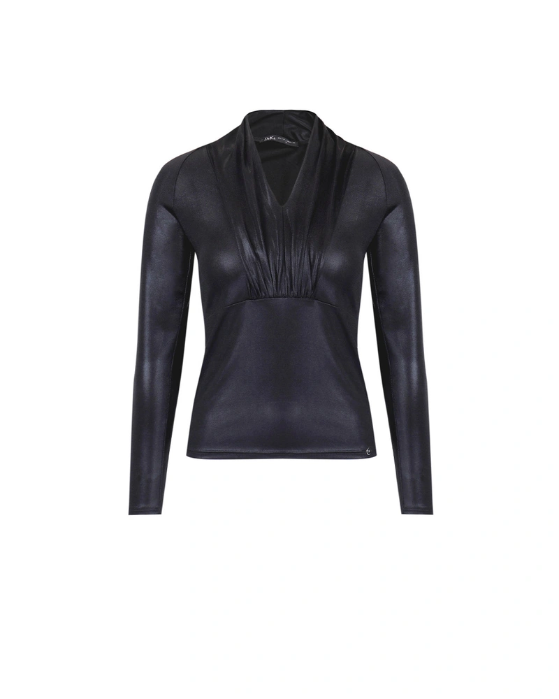 Blouse with a shiny leather effect | T-shirts and Tops