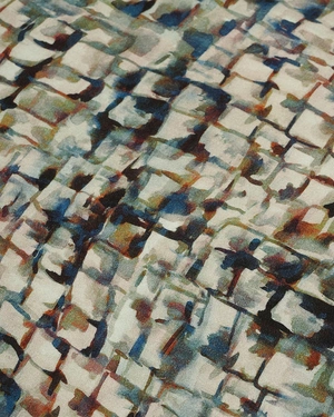Blouse with abstract green-beige print | All products - 2