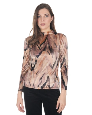 Blouse with an artistic abstract print in earthy tones | T-shirts - 1
