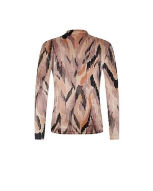 Blouse with an artistic abstract print in earthy tones | T-shirts - 4