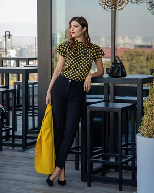 Blouse with polka dot pattern | Blouses - 2