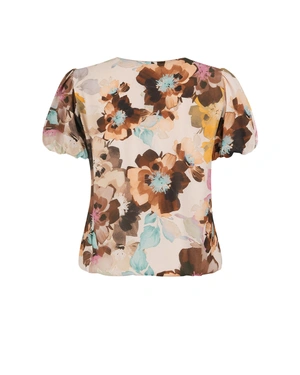 Blouse with stylized floral print in pastel earth tones | Casual - 10