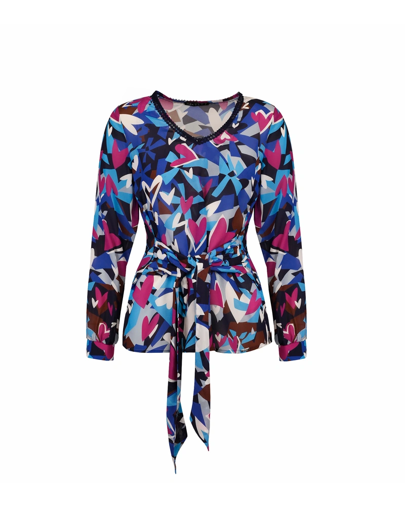 Blouse with textile belt | Blouses and Shirts