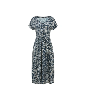 Blue and beige airy dress in certified viscose | Dresses - 6