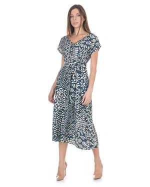 Blue and beige airy dress in certified viscose | Dresses - 7