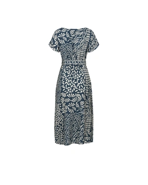 Blue and beige airy dress in certified viscose | Dresses - 10