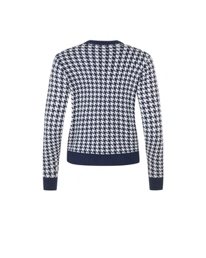 Cardigan albastru și alb cu carouri din amestec de lână | Pulovere si Cardigane - 6