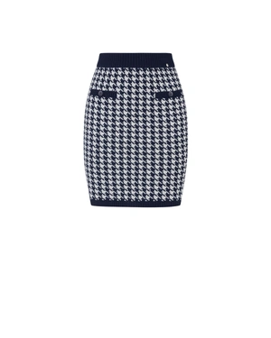 Fustă albastră și albă din amestec de lână cu carouri | Fuste - 7