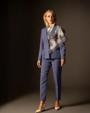 Blue business trousers with tapered leg | Trousers and Leggings - 3