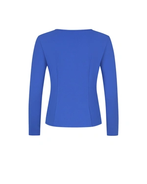 Blue gabardine blouse with teardrop neckline opening | All products | Outlet DiKa - 1 Blue gabardine blouse with teardrop neckline opening | All products - 1