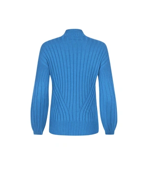 Blue seamless knitted sweater with high neck | Pullovers | Dika.ge Blue seamless knitted sweater with high neck | Pullovers