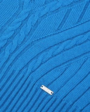 Blue seamless knitted sweater with high neck | Pullovers | Dika.ge - 4 Blue seamless knitted sweater with high neck | Pullovers - 4