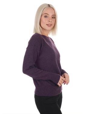 Bluza sa čamac izrezom u tamnoljubičastoj boji | Pletenina - 11