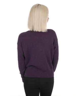 Bluza sa čamac izrezom u tamnoljubičastoj boji | Pletenina - 12