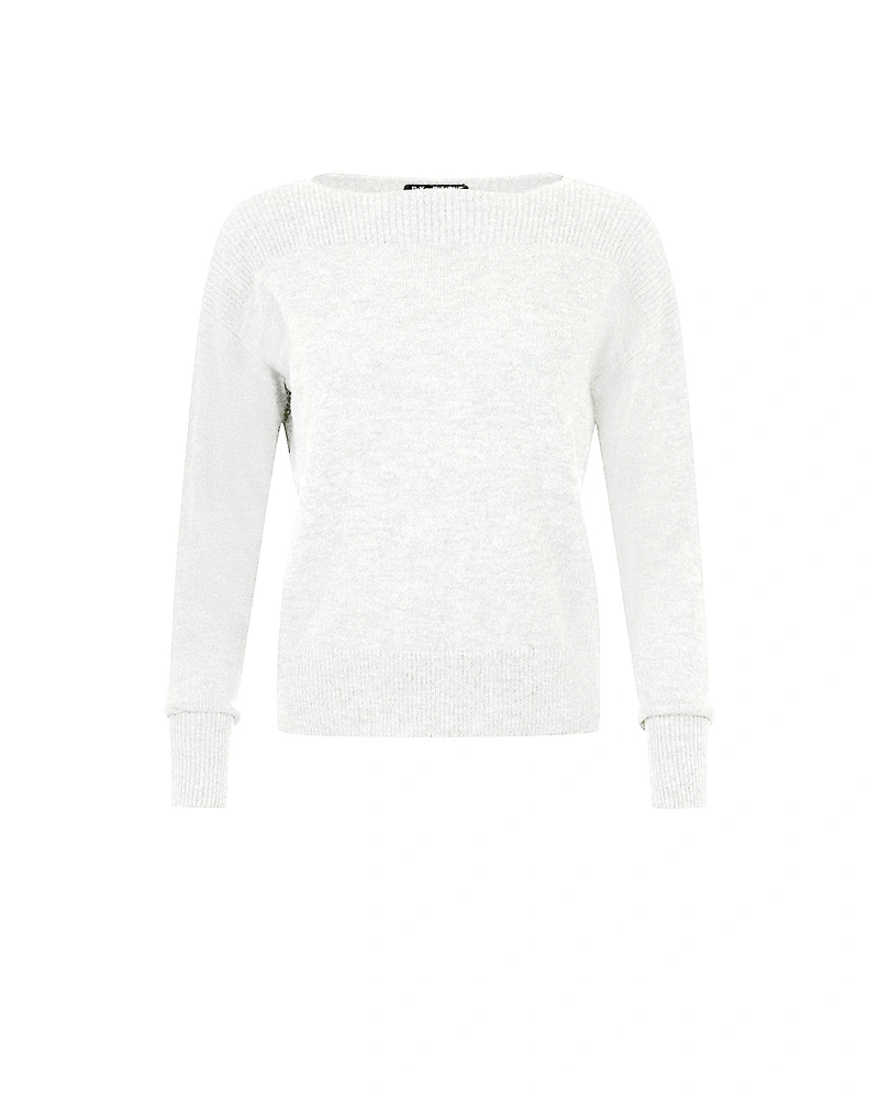 Boat neckline blouse in ecru | Knitwear